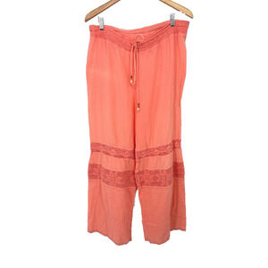 Soft Surroundings Pants Women Medium Crinkle Lace Boho Palazzo Beachy Pull On